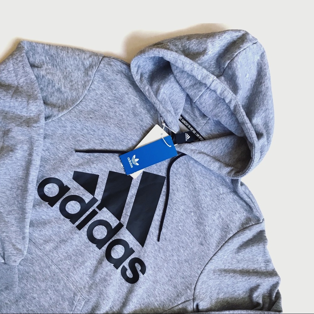 Adidas Must Haves Badge of Sports Hoodie Grey Sz S NWT